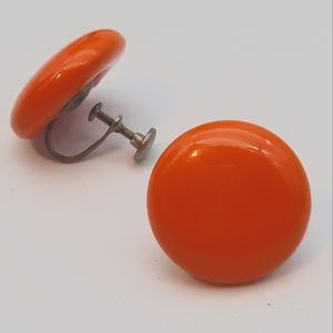 Vintage Orange Screw Back Earrings